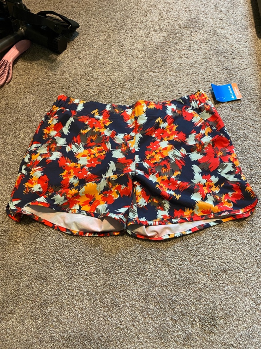 Columbia Navy Floral Print Athletic Shorts